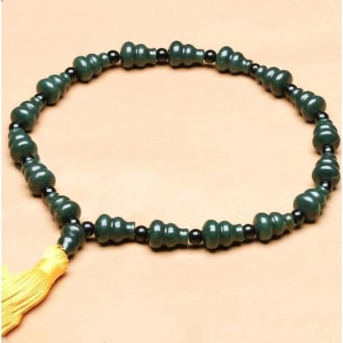 Natural Hetian Qingyu Gourd Bracelet Jewelry Lucky Exorcise evil spirits Safety Auspicious Amulet Fine Jewelry Jade Bracelet