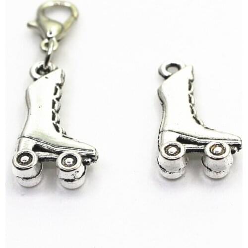 Hot Selling 20pcs/lot Roller Skates Dangle Charms Lobster Clasp Charms DIY Bracelet&Bangle Jewelry Accessory Shoe Hanging Charms