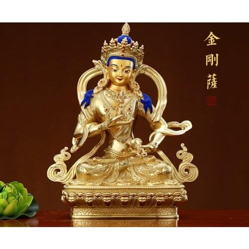 GOOD HOME family Spiritual efficacious Protection Tibet Nepal Buddhism Gilding Vajrasattva Vajra Buddha copper statue 16cm tall