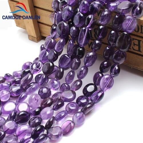 CAMDOE DANLEN Natural Lrregular Stone Purple Amethysts Beads 8-10mm 15inches Gravel Beads FIT Diy For Jewelry Making Wholesale