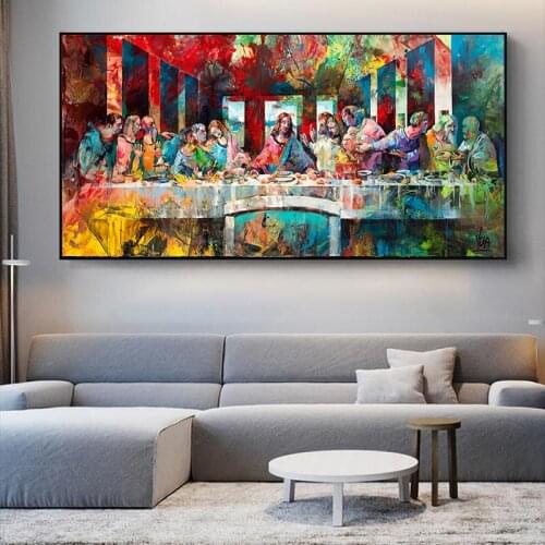 Da Vinci Classical Graffiti Art Last Supper Canvas Posters And Prints Reproductions Christian Wall Art Paintings for Home Decor