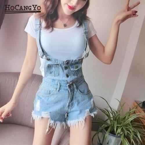 Rompers Women Denim Playsuits Cotton Straps Suspenders Rompers Loose Casual Overalls for Women Shorts Rompers Female Jumpsuits