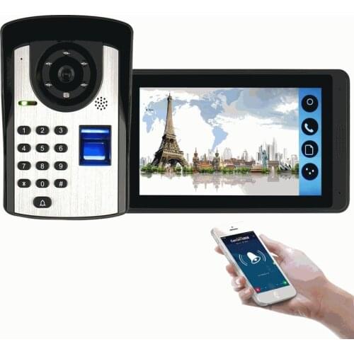 Video Intercom Doorbell Kits 7'' Monitor Wired Wifi Video Door Phone System IR Camera with Electric Lock +Exit+ APP Control
