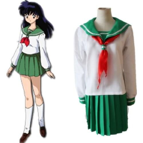 Anime Inuyasha Higurashi Kagome Cosplay Costume Girls School Uniforms Sailor Suits Women Dresses Tops + Skirt + Tie