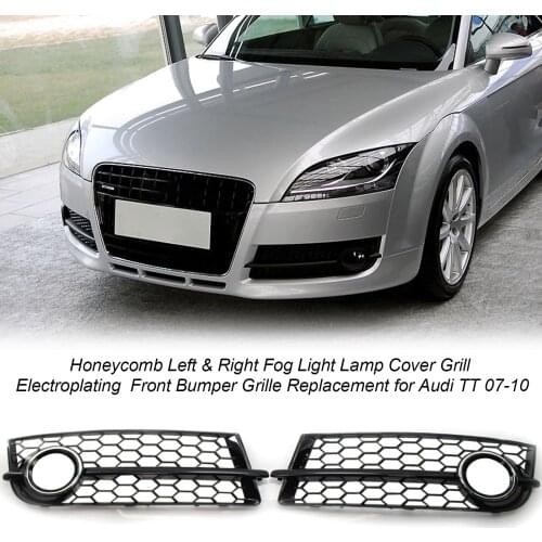 Honeycomb Left Right Fog Light Lamp Cover Grill Fog Light Grill Electroplating Front Bumper Grille Replacement for Audi TT 07-10