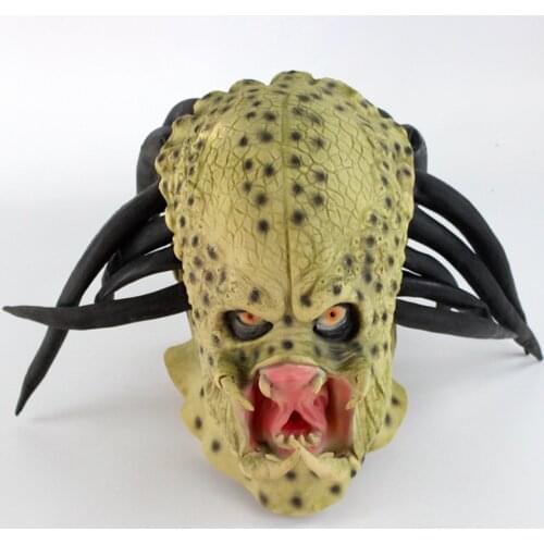 Latex Movie Alien Predator Cosplay Mask Costume Helmet Props Adult Antenna Halloween Party Horror Full Face Head Mask toys
