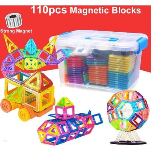 110pcs Mini Magnetic Construction Toys Model Building Blocks Plastic Magnetic Designer Bricks for Childrens Educational Toys