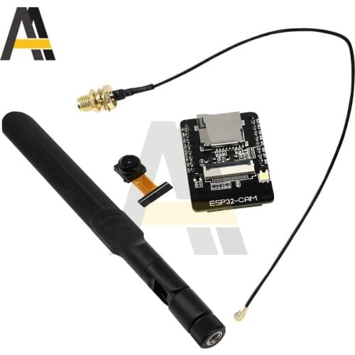 ESP32-CAM WIFI Development Board Enhanced+OV2640 Camera Module 2.0MP + 8dBi Dual-band Antenna+IPEX to RP-SMA Pigtail