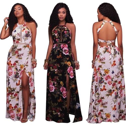 MAYFULL new quality Lady bohemian halter empire sleeveless print bandage strap dress party evening holiday beach summer dress