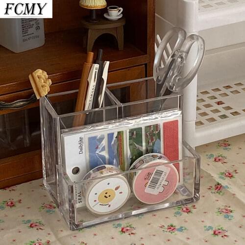 Multifunction Transparent Cosmetic Storage Box Household Desktop Pen Storage Box Rack Home Practical Gadget Goods Organizer