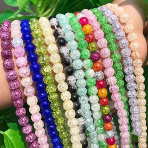 Natural White Cracked Crystal Round Loose Stone Beads For Jewelry Making 15.5" Pick Size 4/6/8/10/12 mm DIY Bracelet Necklace