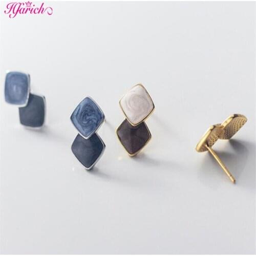 Prevent Allergy 925 Sterling Silver Trendy Earrings for Women Creative Geometry Stud Ear Fine Jewelry Elegant Party Accessories