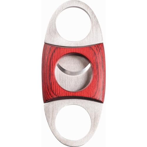 New 1pcs Mahogany Wood & Stainless Steel Cigar Cutter Double Blades Cigar Accessories (TYPE 2)