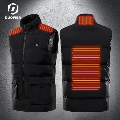 New 4 Areas Heated Vest Men USB Heated Jacket Heating Vests Thermal Clothing Hunting Gilet Winter Fashion Heat Jacket Black 7XL