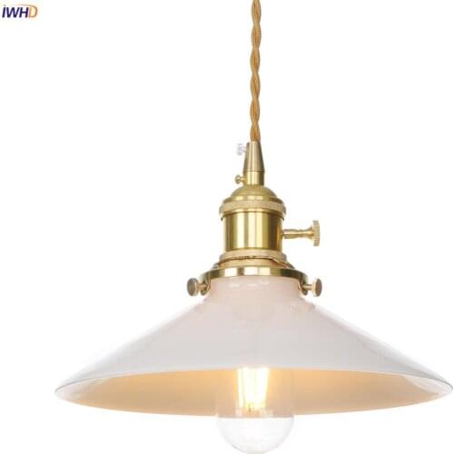 IWHD Nordic White Glass Pendant Lights Fixtures Switch Bar Cafe Dinning Living Room Light Japan Copper Pendant Lamp Hanglamp LED