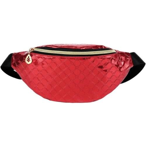 New Women Hot Laser Fanny Waist Pack Shiny Leather Pouch Waterproof Anti Theft Bum Bag Lady Fashion Waist Phone Pocket