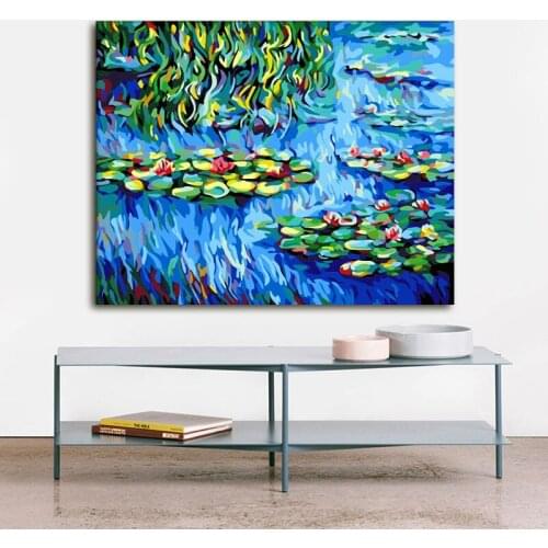 Coloring by numbers Monet modular painting water lily digital paint by numbers Lotus Pond drawing practice