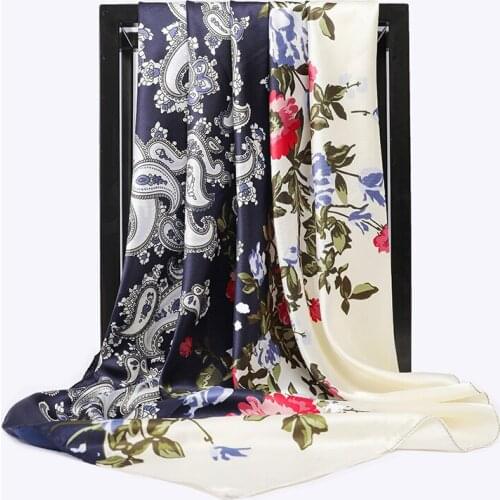 Luxury brand Silk Scarf Fashion Foulard Satin Shawl Scarfs 90*90cm Square Head poncho winter Scarves Women Bandana For Ladies