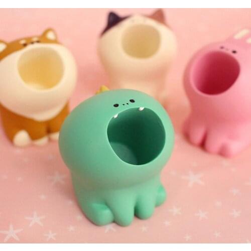 Cute Animal Shape Pen Holder Fadeless Resin Desk Organizer Creative Paper Clip Case Office Accessories Attractive Table Decor