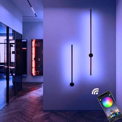 Modern iron black led aluminum bedroom remote control RGB wall light can be rotated to support mobile phone APP dimming
