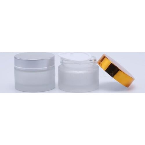 1pcs 50g Glass Cream Jars Cosmetic Packaging with lid plastic caps & inner liners round empty small glass jars