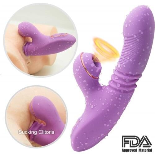 G-spot Rabbit Multi Speed Clit Sucking Thrusting Vibrator Dildo Couple Sex-toys Constant Temperature Heating Powerful Vibrator