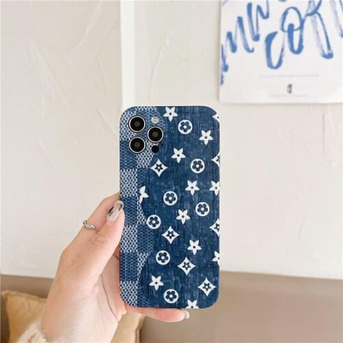 Vintage Flower Pattern Denim Case for iPhone 12 Pro Max Back Phone Cover for 12 11 Pro Max X XS XR 8 7 Plus SE 2020