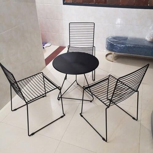 Nordic Minimalist Iron Chair Simple Light Luxury Dining Chair Milk Tea Shop Outdoor Leisure Back Metal Hollow Out Colin Chair
