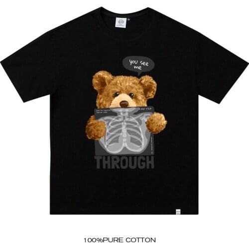 S-7xl Cotton Cartoon Bear T-shirt Mens Loose Round Neck Short-sleeved Mens T-shirt Harajuku Casual Oversized T-shirt Shirt Top