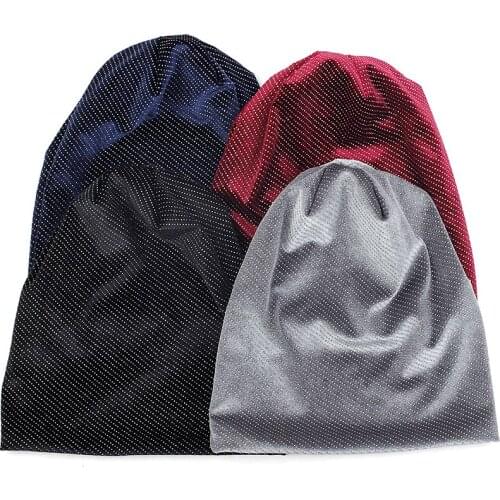 Charm Wood Adult Beanie Hat Skull Autumn Winter Warm Hat Beanies Skull Cap Silver Dot Style For Women