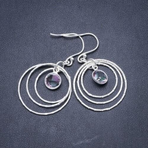 Natural Mystical Topaz Handmade Unique 925 Sterling Silver Earrings 1 3/4" Y2101