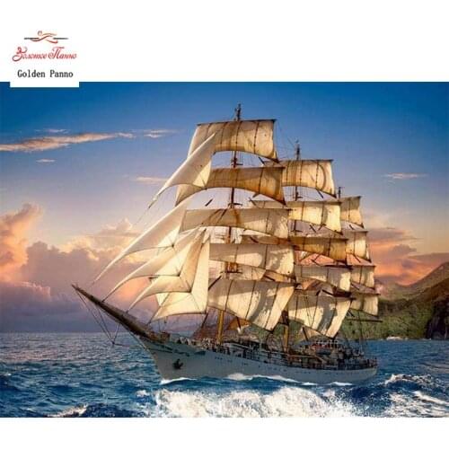 GOLDEN PANNO Diamond Painting Full Square 5D Diy Daimond Embroidery Diamant Mosaic Sale Displasy Broderie Diamant Sailboat 12