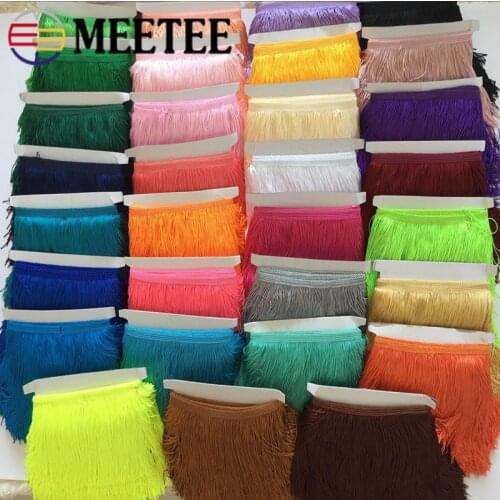1Pc( 9Meters) 15cm Polyester Lace Trims DIY Sewing Tassel Fringe Trimming For Latin Dress Stage Garment Curtain Accessories