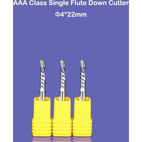 3pcs left hand down cutter spiral single flute CNC router bits 4mm*22mm