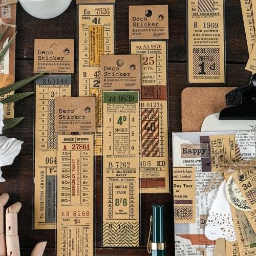 3pcs/Bag Vintage Kraft paper tickets series sticker decoration stickers DIY diary scrapbooking label sticker