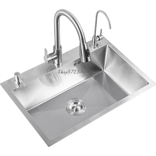 304 Stainless Steel Sink Thick Brushed Handmade Large Single-slot Package Home Kitchen Sink Sink