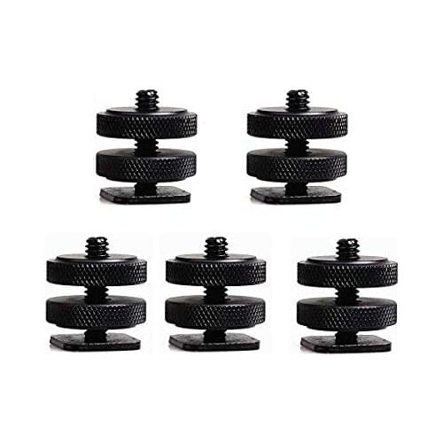 5 Packs) Hot Shoe to 1/4 Adapter, Camera Hot Shoe Mount Adapter, Flash Shoe to 1/4"-20 Male Post Adapter with Locking Disk