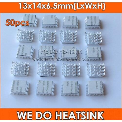50pcs Aluminum 13x14x6.5mm Spiky Silver Cooling Cooler Heatsink With Thermal Double Sided Tape Applied