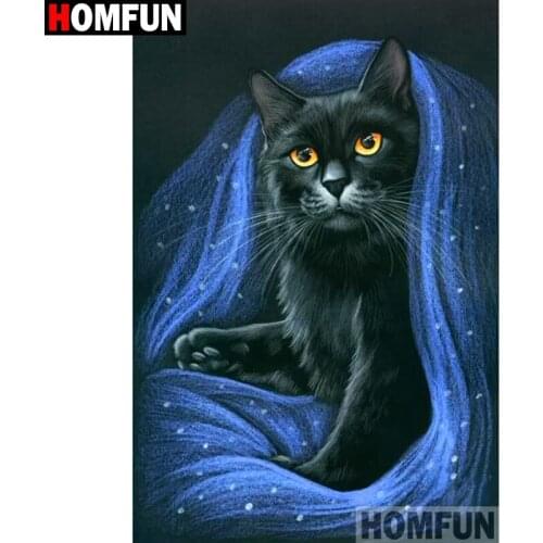 HOMFUN Full Square/Round Drill 5D DIY Diamond Painting "Animal cat" 3D Diamond Embroidery Cross Stitch Home Decor A19222