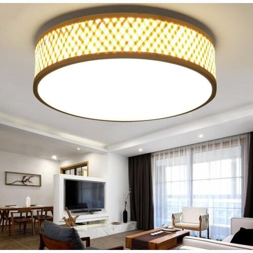 Bamboo round LED ceiling lamp simple Chinese living room lamp balcony aisle tatami handmade restaurant ceiling lights YA7261