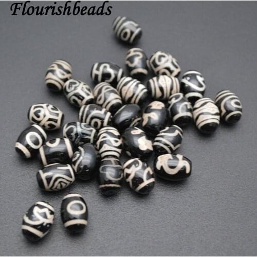 10x14mm Mix veins Natural Black Agate Barrel Tube Stone DZI Loose Beads 20pc per lot