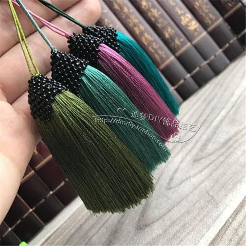8cm DIY accessories Accessories Short section Box beads cap Rayon Silk Tassel Upscale Key chain Short fat hanging ear free deliv