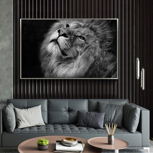 Black and White Lion Wild Animal Canvas Art Painting Posters and Prints Cuadros Modern Wall Art Picture for Living Room Decor