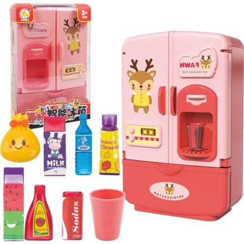 Children Play House Simulation Refrigerator Kitchen Toy Double Door Mini Intelligent Refrigerator Toys Kids Kitchen Mini Toys