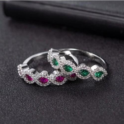 DIWENFU S925 Sterling Silver Ruby Jewelry Gemstone Ring for Women Bohemia Wedding Bands Silver 925 Jewelry Green Topaz Jewelry