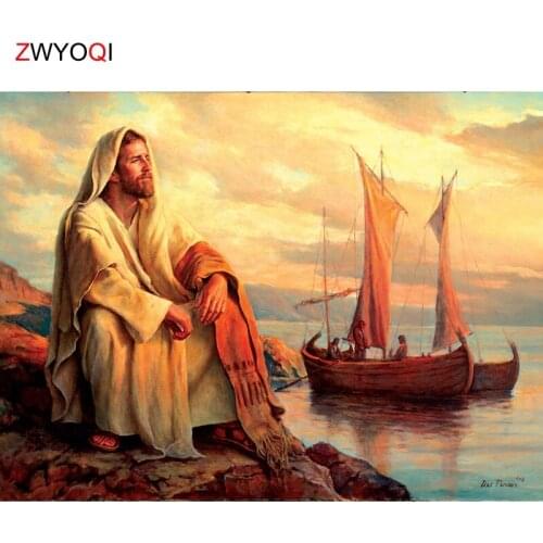 DIY Diamond painting Cross stitch man Full Round Diamond embroidery man Sailboat Full Square Diamond mosaic man Sailboat Sea Sky