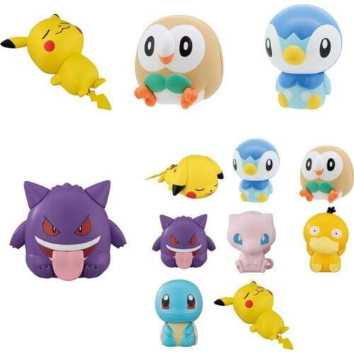 8pcs/bag Anime Figure Takara Tomy Pokemon Pikachu Psyduck Bulbasaur Charmander Squirtle Piplup Gengar Eevee Anime Action Figures