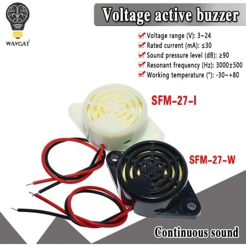 WAVGAT 95DB Alarm High-decibel DC 3-24V 12V Electronic Buzzer Beep Alarm Intermittent Continuous Beep for Arduino Car Van SFM-27