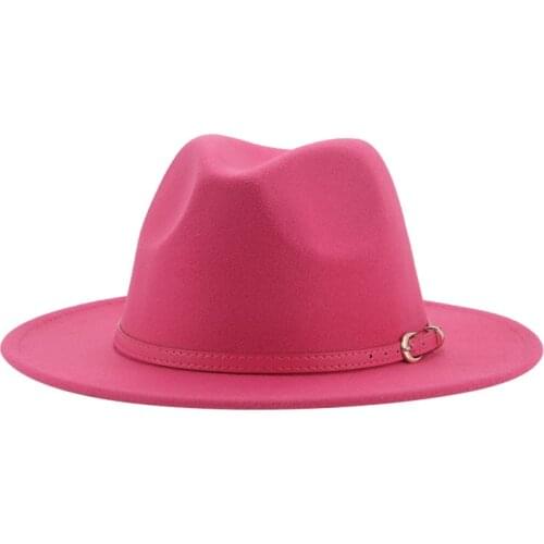 Winter hats women men wide brim formal dress felt fedora hats classic simple belt pink cowboy vintage winter autumn hats women