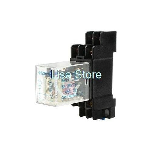 HH52P DIN Rail AC 220V Coil DPDT 8P General Purpose Power Relay w DYF08A Base